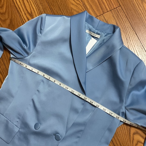 Calliope women’s light blue blazer jacket lined with shoulder pads two pockets - Picture 9 of 11